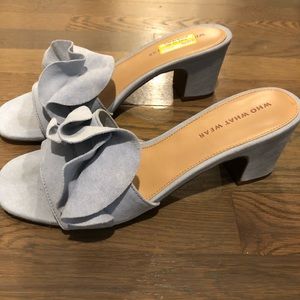 Who What Wear Blue Ruffle Block Heel